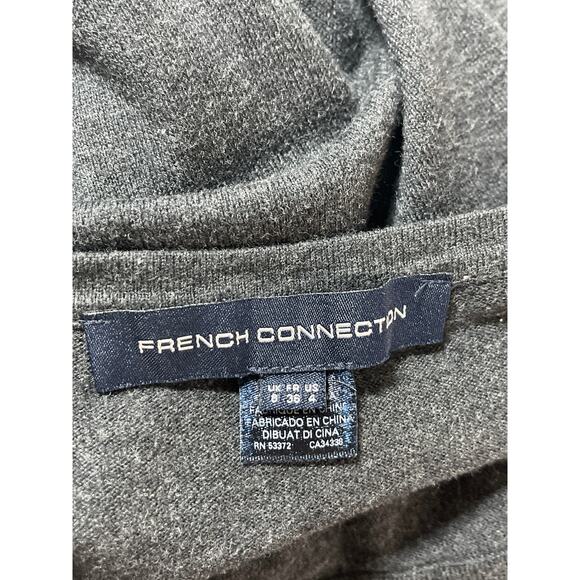 French Connection Women's Gray 3/4 Sleeve Knit Mini A-Line Sweater Dress Size 8 - Picture 4 of 5